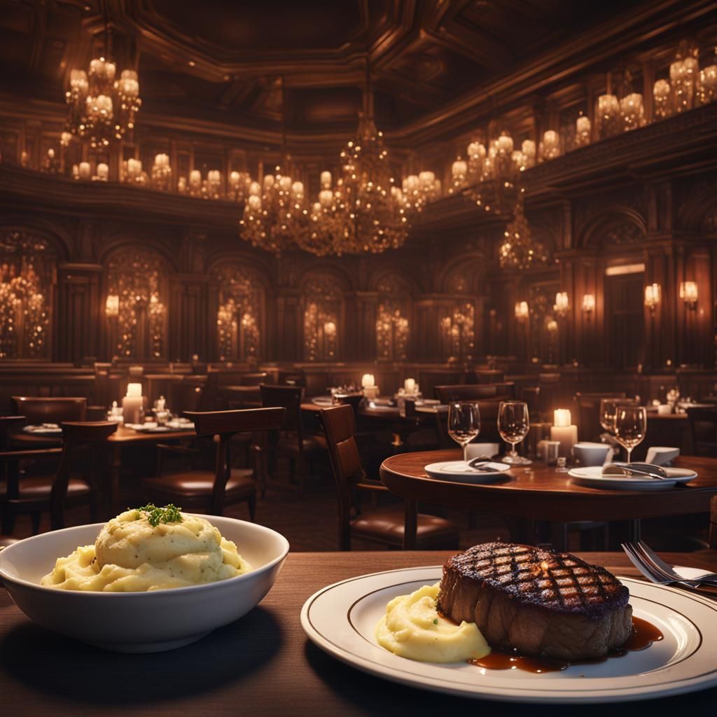 Filet Mignon and Mashed Potatoes: Detailed Matte Painting