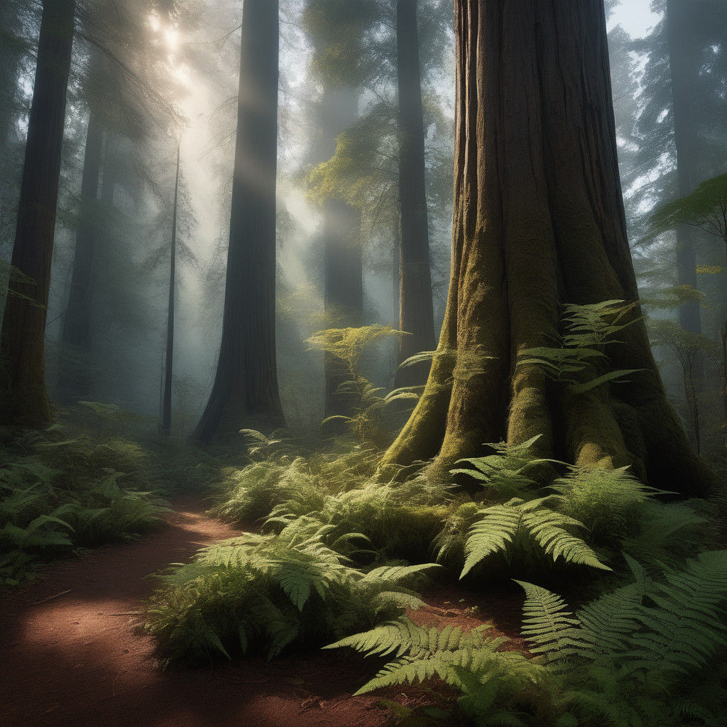 Majestic Redwood Forest in Hyperrealistic Concept Art