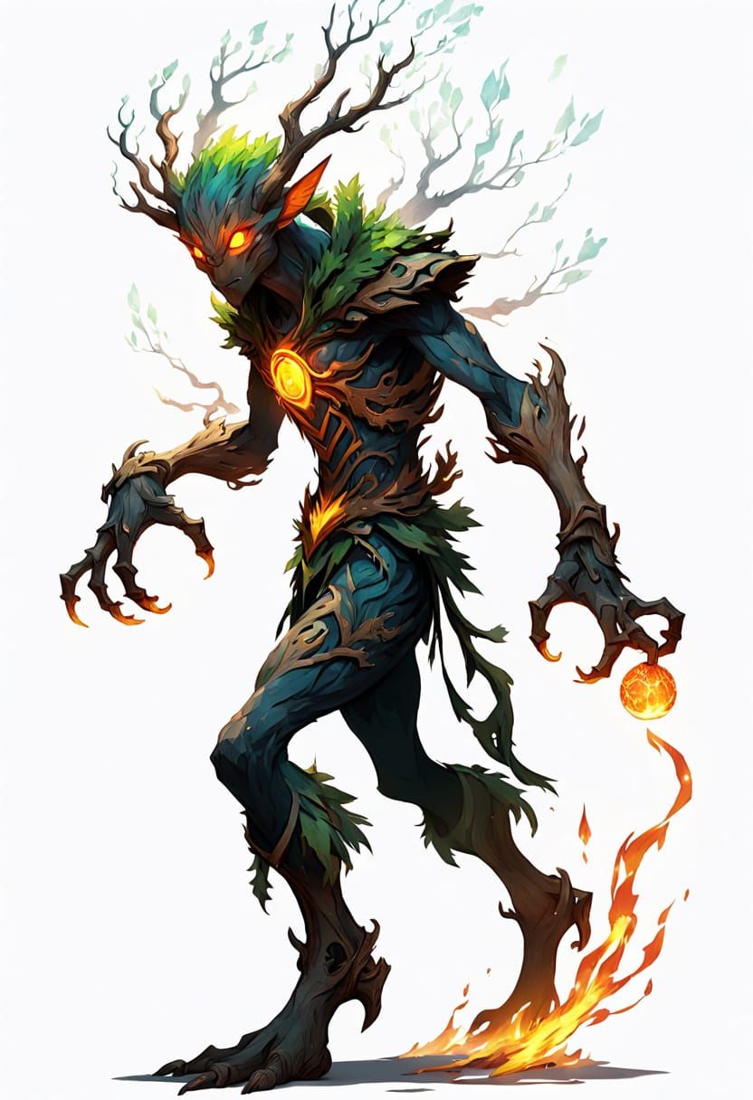 Treant Fire Mage Game Asset in Kyoto Animation Style