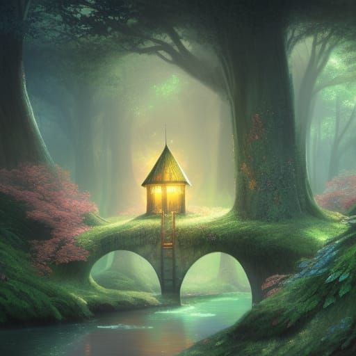 Enchanted Victorian Dreamcore Woodland House