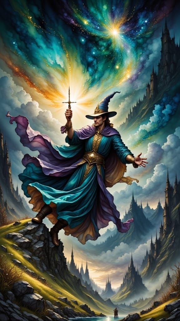 Wizard in Gloomy World with Broken Wand