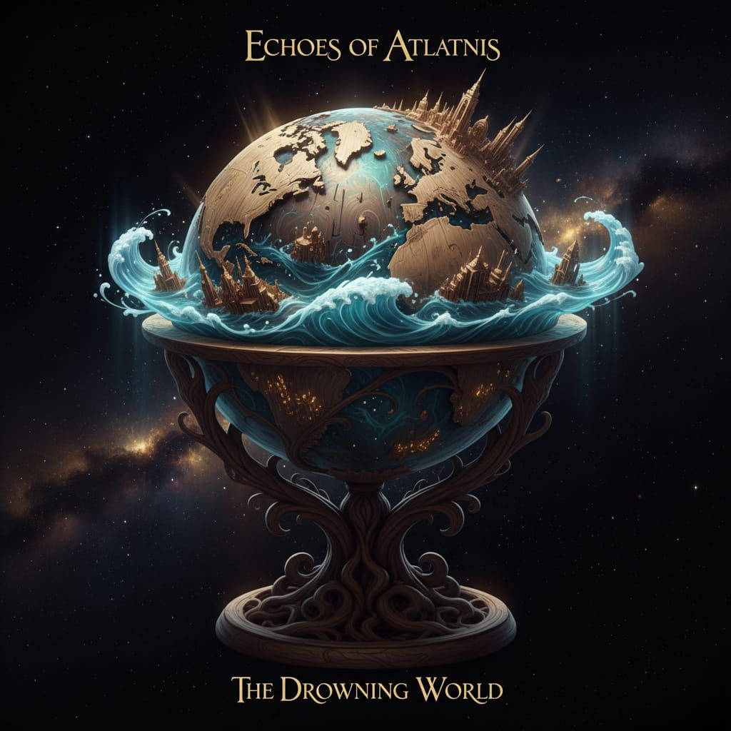 Wooden Earth Globe: Arctic Melting & Submerged Cities