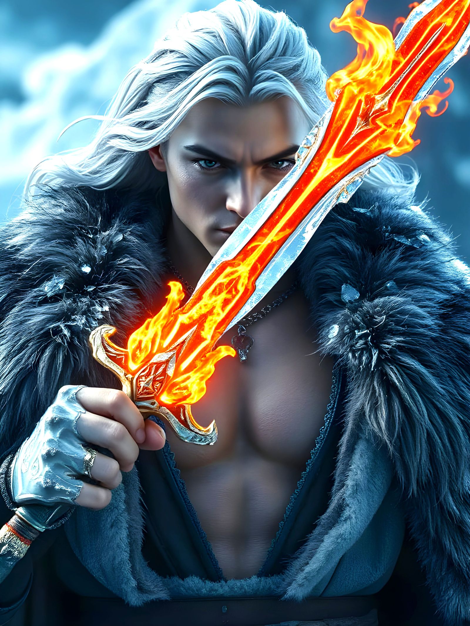 Ethereal King Wields Blazing Elemental Sword