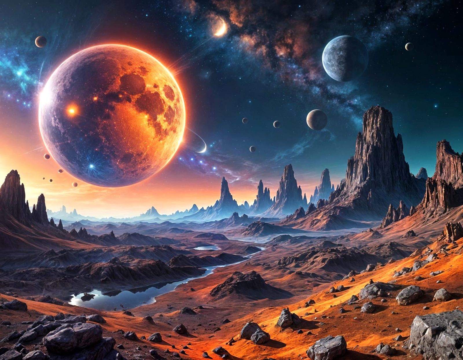 Cosmic Desert Moonlit Ascension