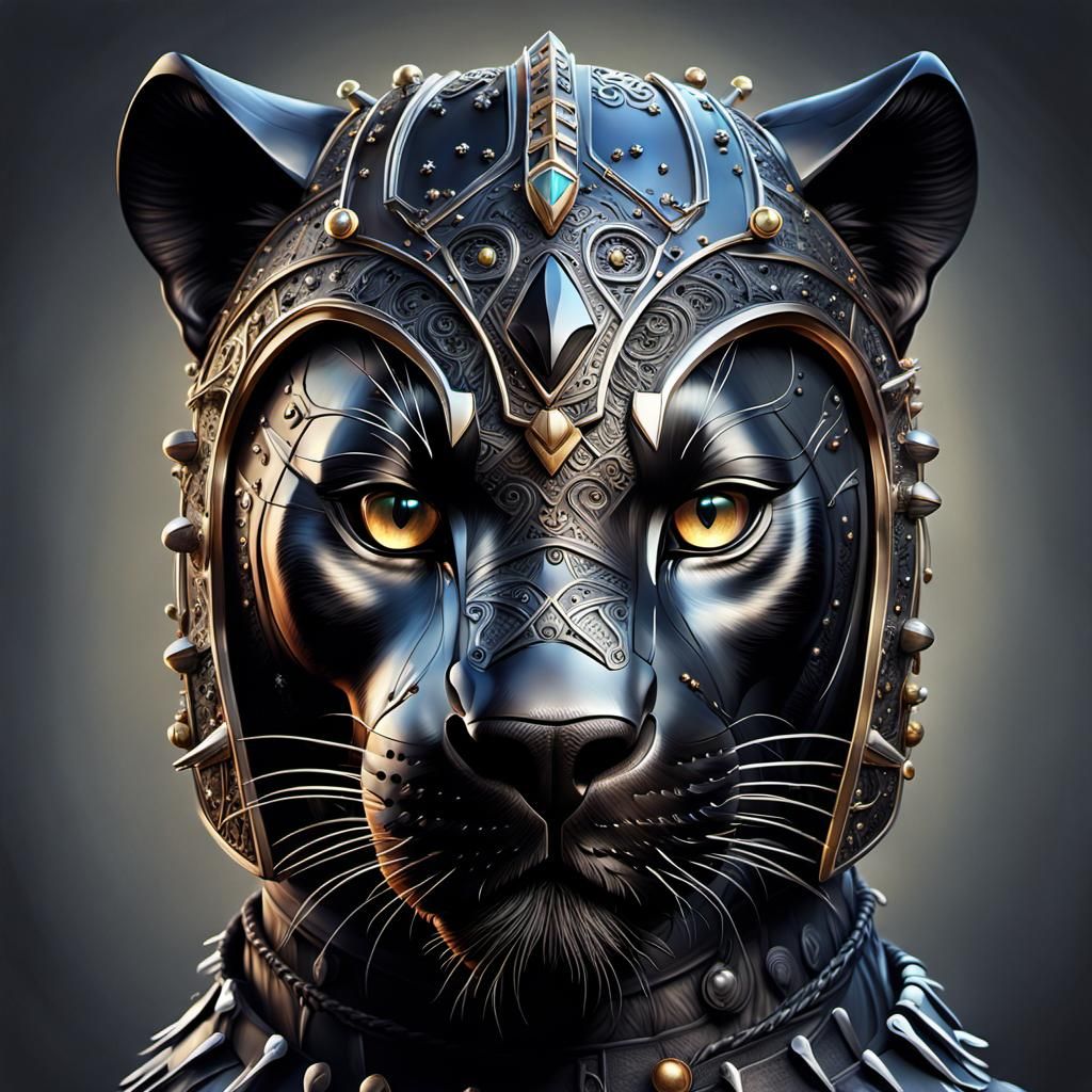 Black Panther in Onyx Helmet: Magical Realism