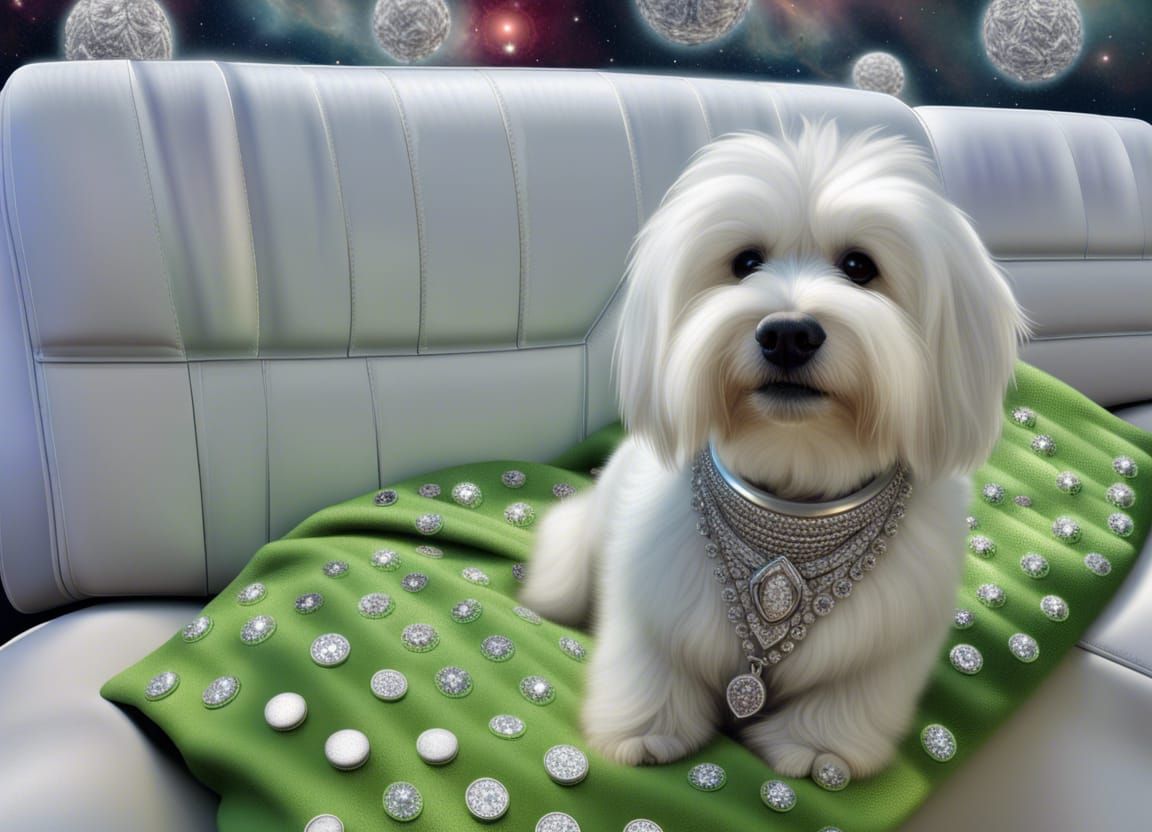 Coton de Tulear Dog in Space with Diamonds