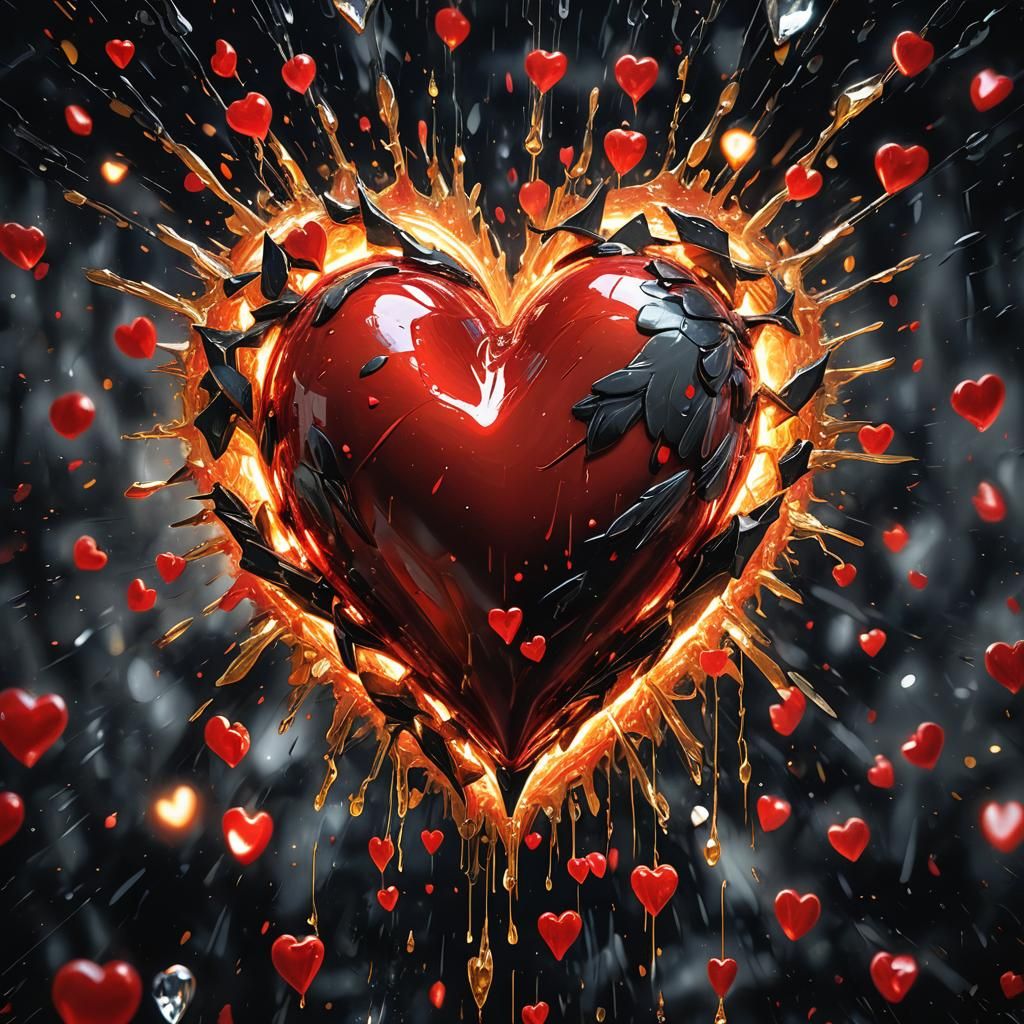 Radiant Heart with Dove, a Digital Oil Painting