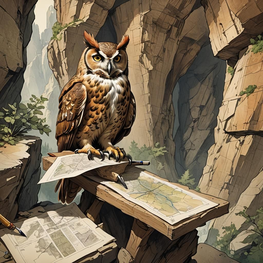 Redwall Owl Cartographer in Mountain Cave