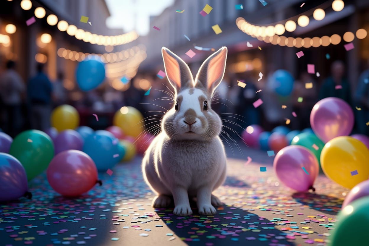 Joyful Chaos in Vibrant Balloon Scene