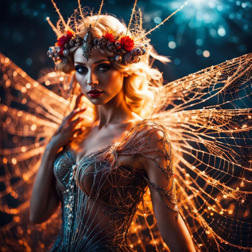 Spiderweb Fairy Queen Portrait in 8k