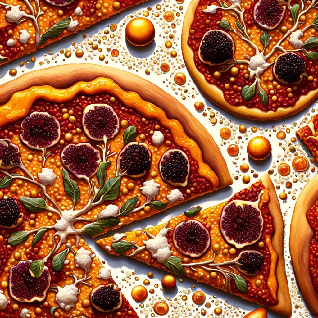 Smoking Hot Pizza in Pointillism Style