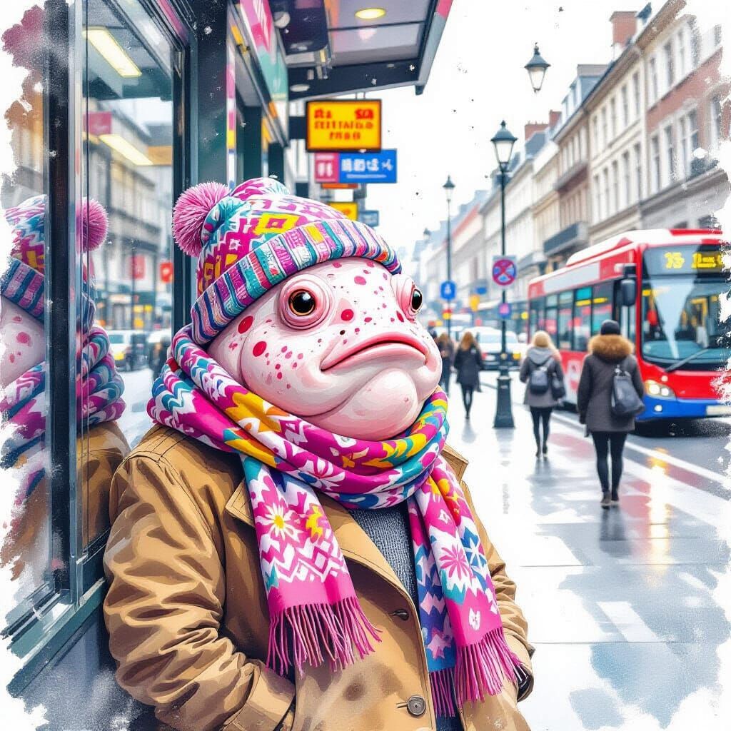 Blobfish Commuter: A Watercolour Illustration