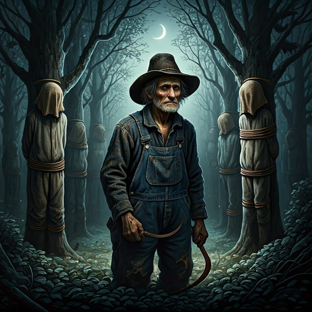 Ethereal Orchard Nightmare in Rembrandt Style