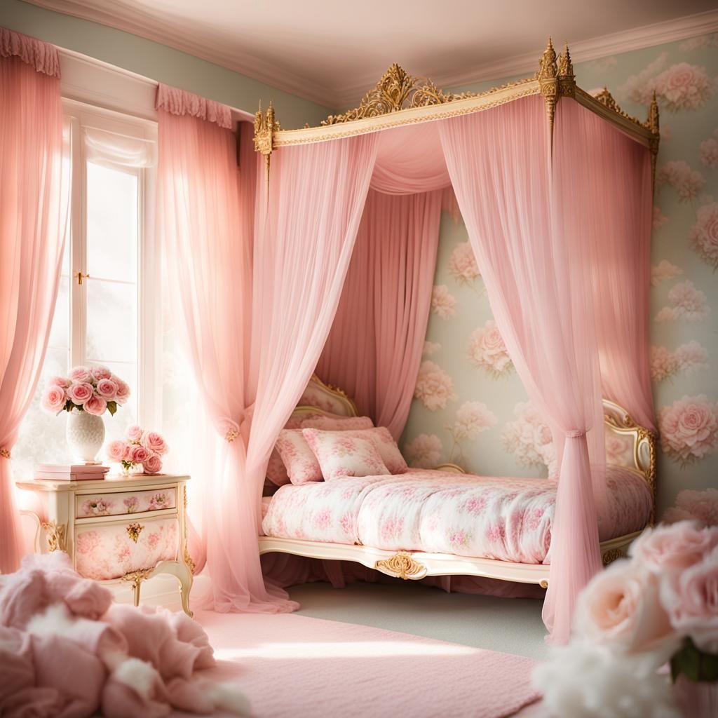 Dreamy Pink Bedroom with Rose Furniture in Soft Focus