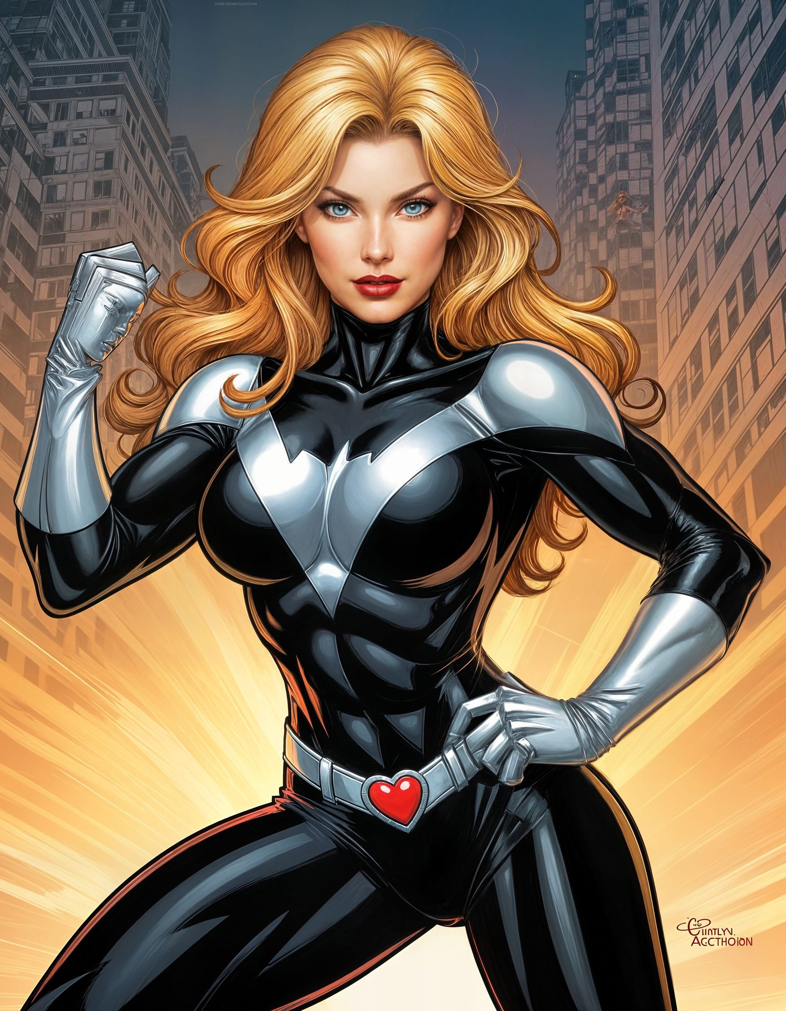 Stunning Superheroine in Marvel Comics Style