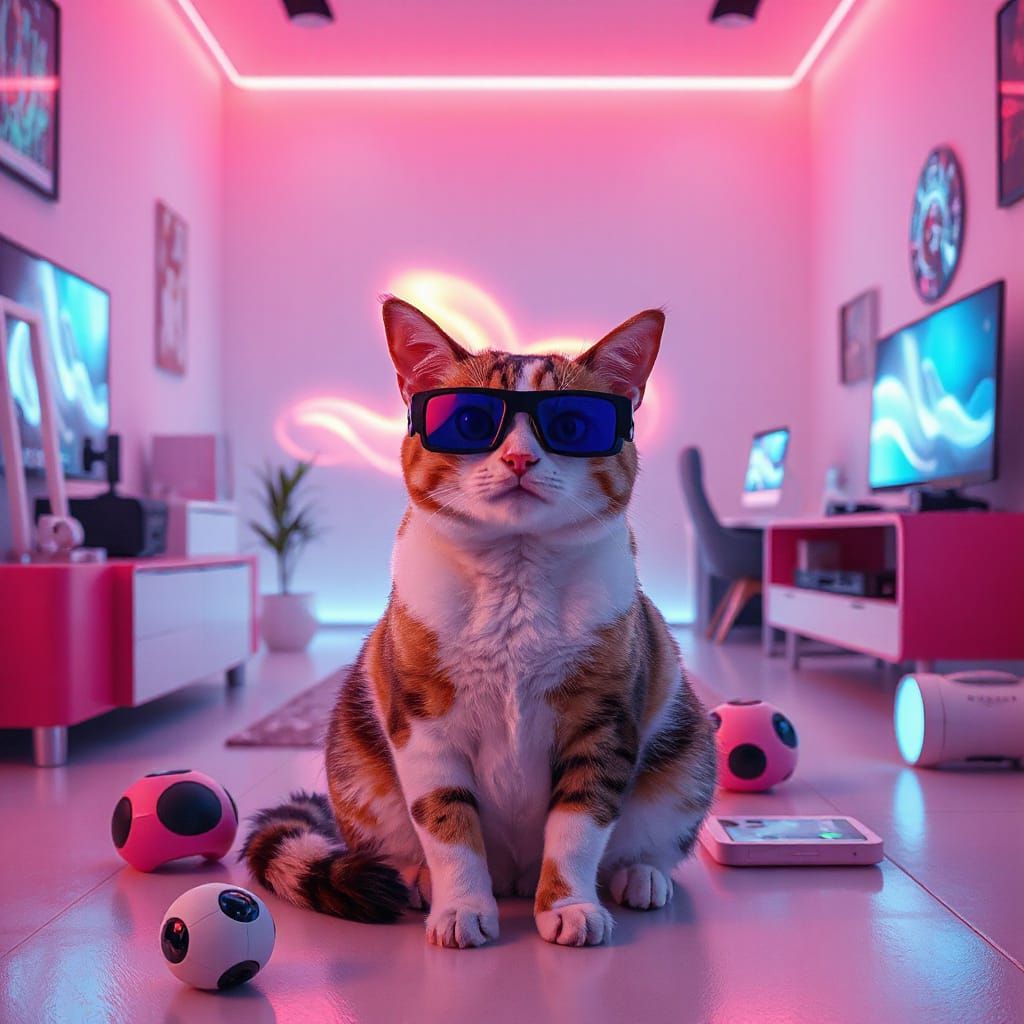 Calico Cat as Generation Alpha in Digital Art Style