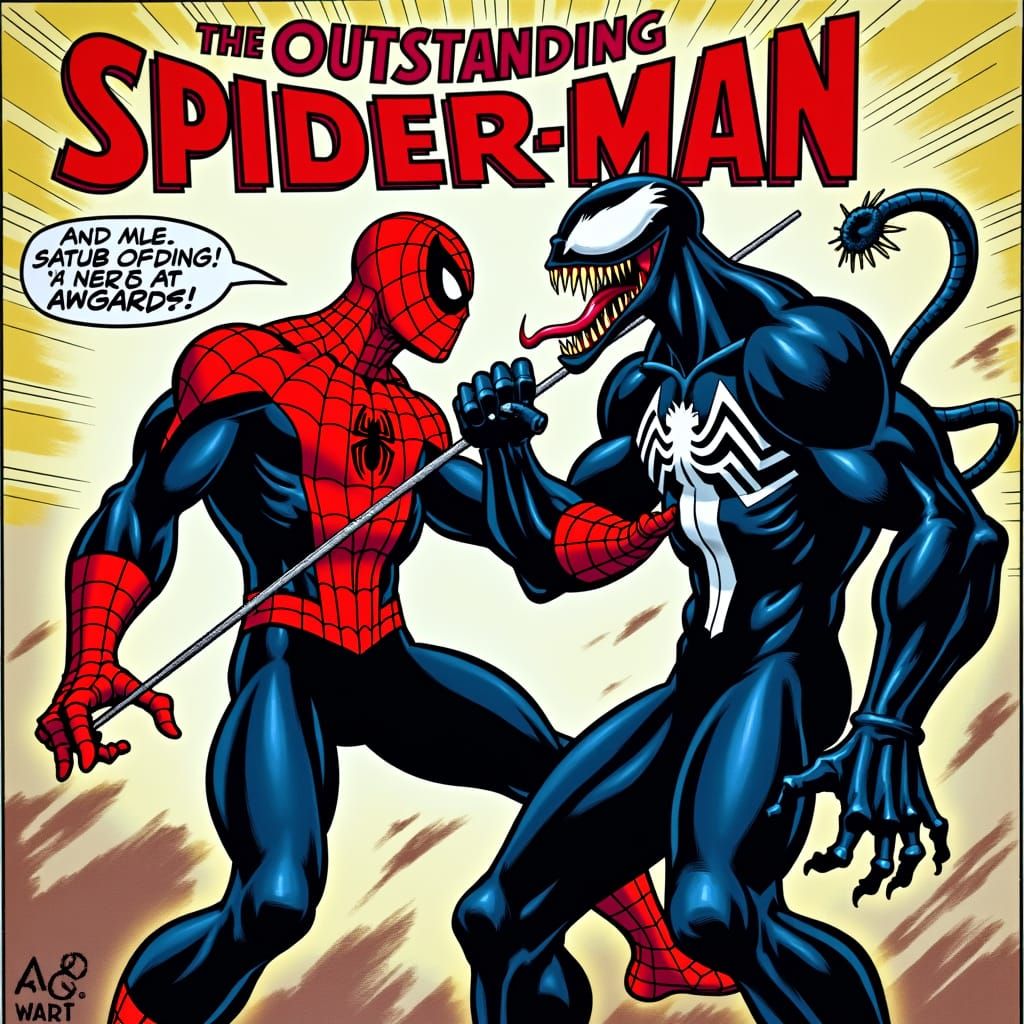 Spider-Man and Venom Comic Book Battle