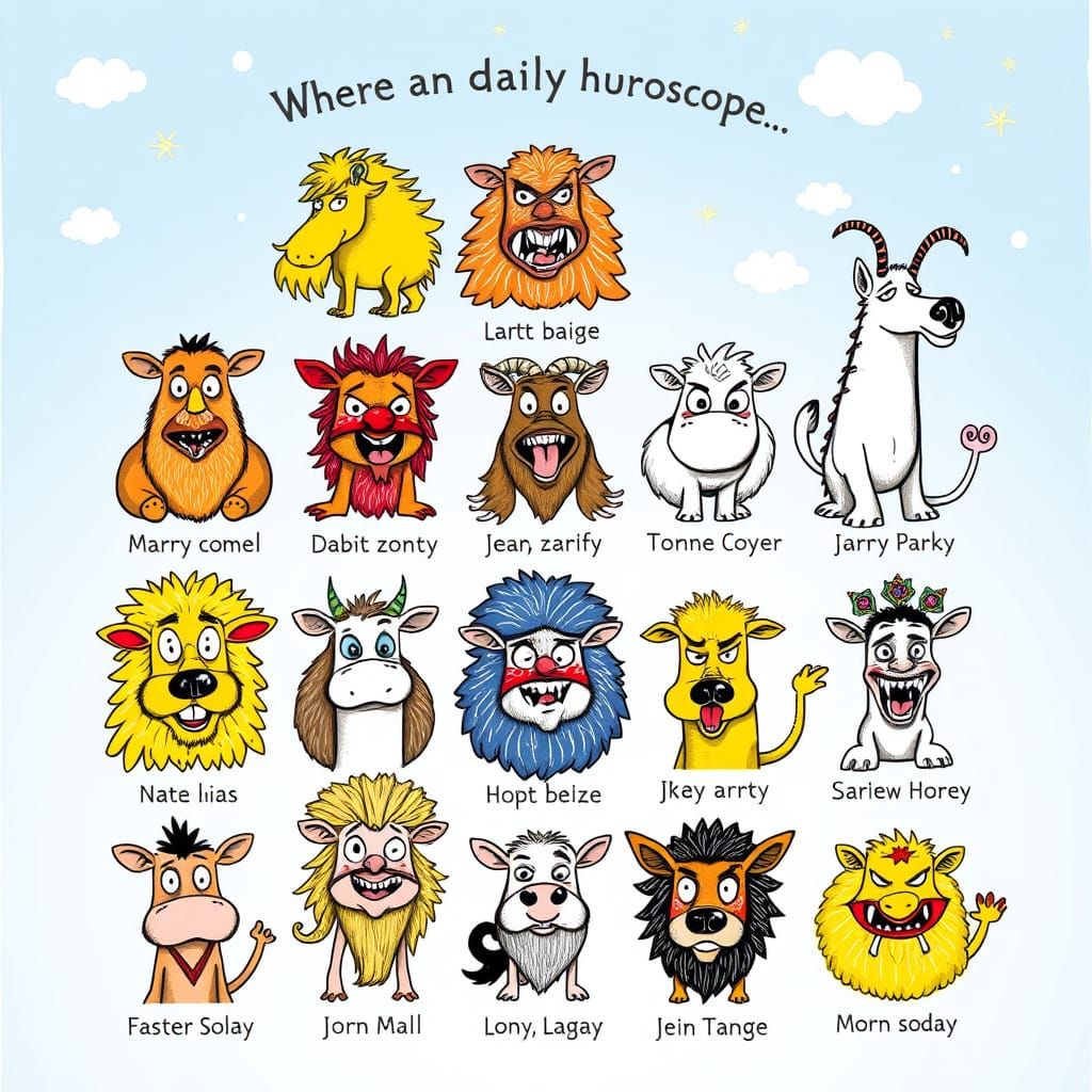 Comical Zodiac Sign Horoscopes in Whimsical Illustration Sty...