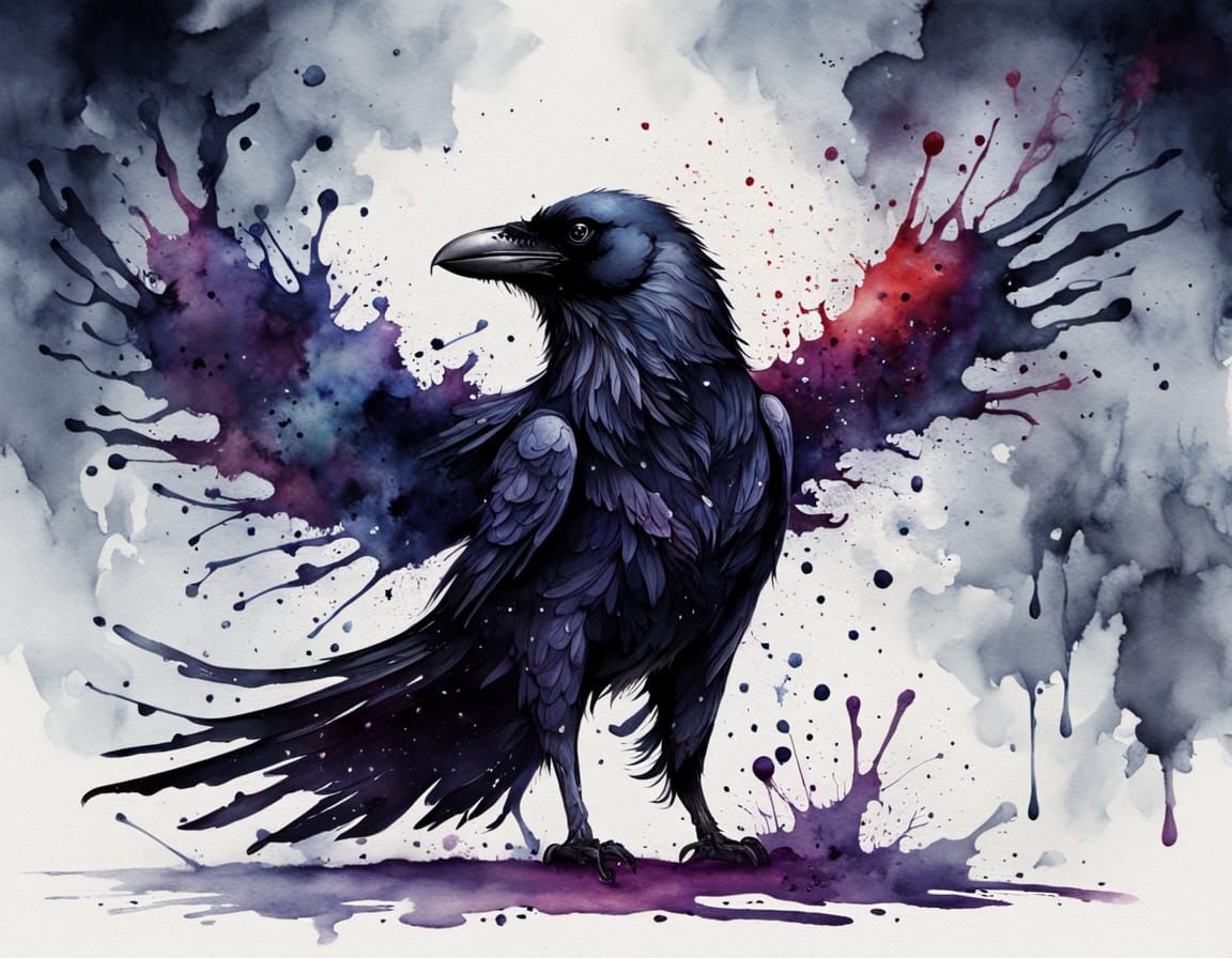 Ethereal Metamorphosis: Raven Transforms into Wolf Amidst Wh...