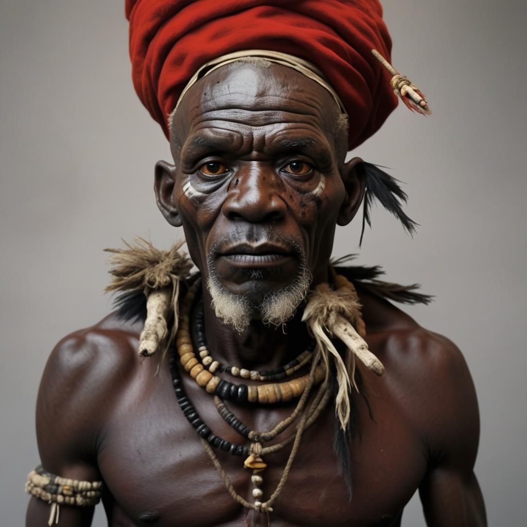 Hyperrealistic African Witch Doctor Photograph