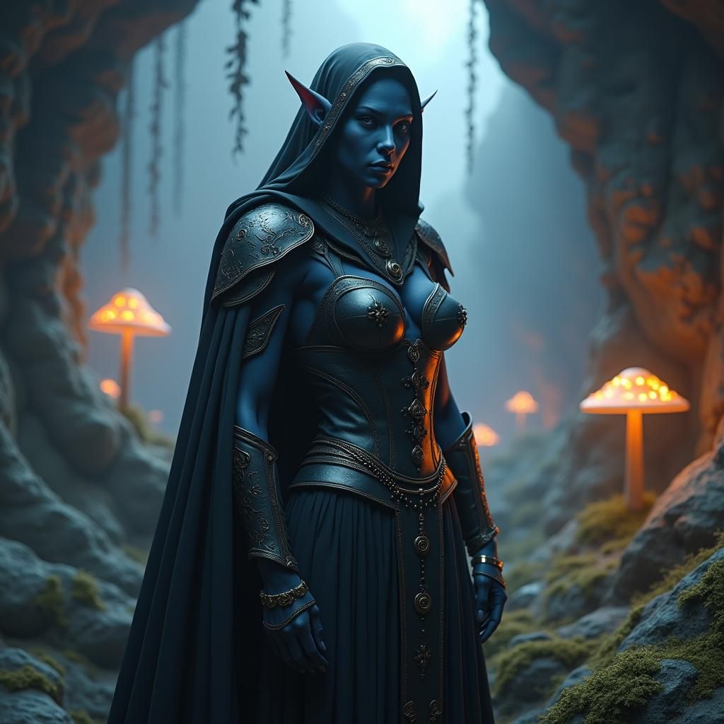 Heroic Dark Elf in Mystical Cavern