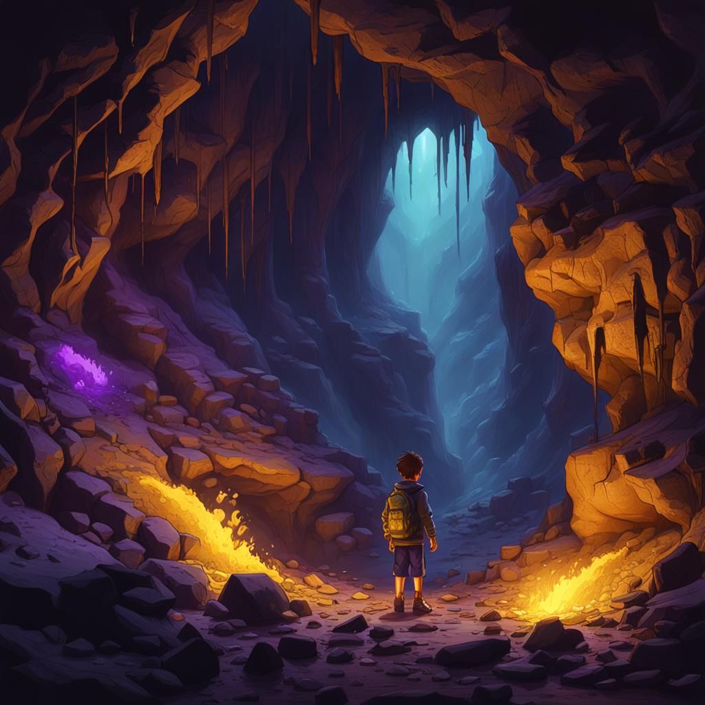 Dark Fantasy: Boy Lost in a Creepy Cave