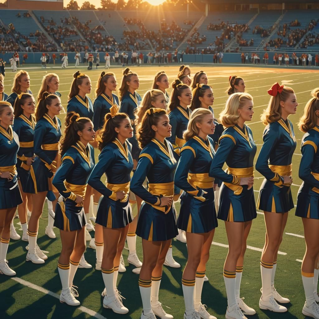 Retro-Futuristic Cheerleaders in Golden Hour Light