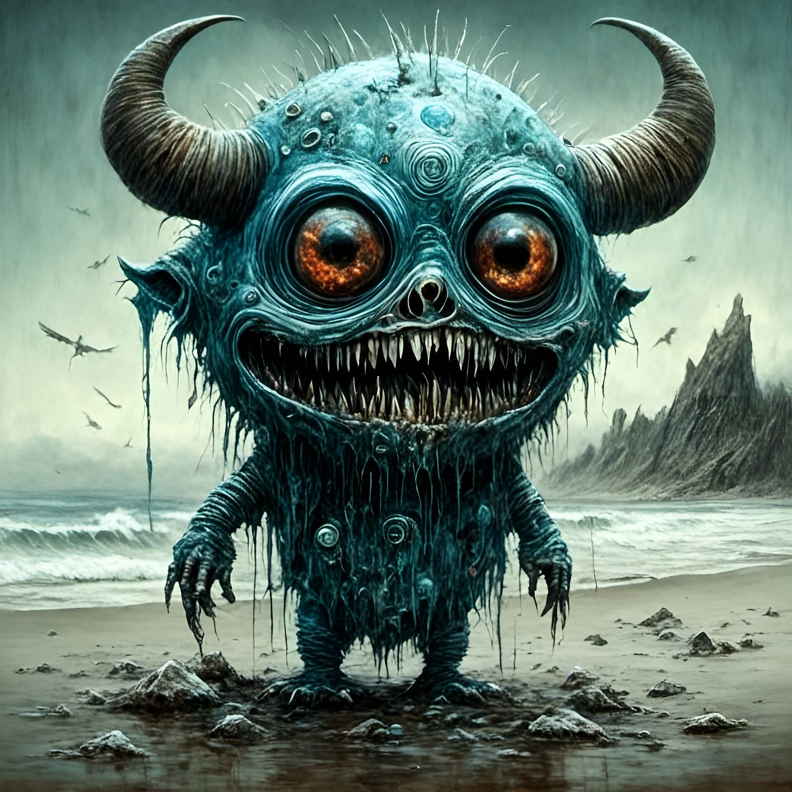 Cute Ice Demon Melts on Beach