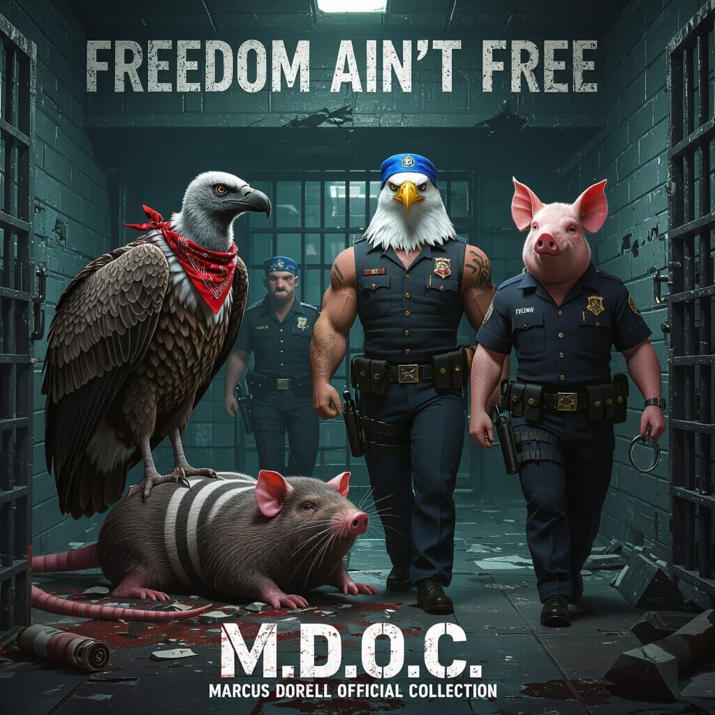 Vulture and Eagle Jailhouse Scene in Fantasy Style