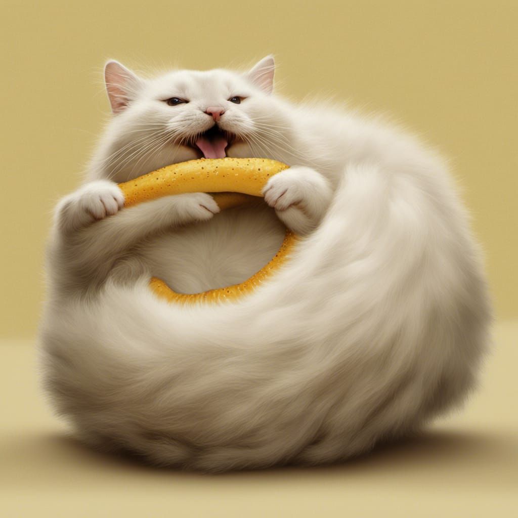 Big Fluffer Eating A Noodle