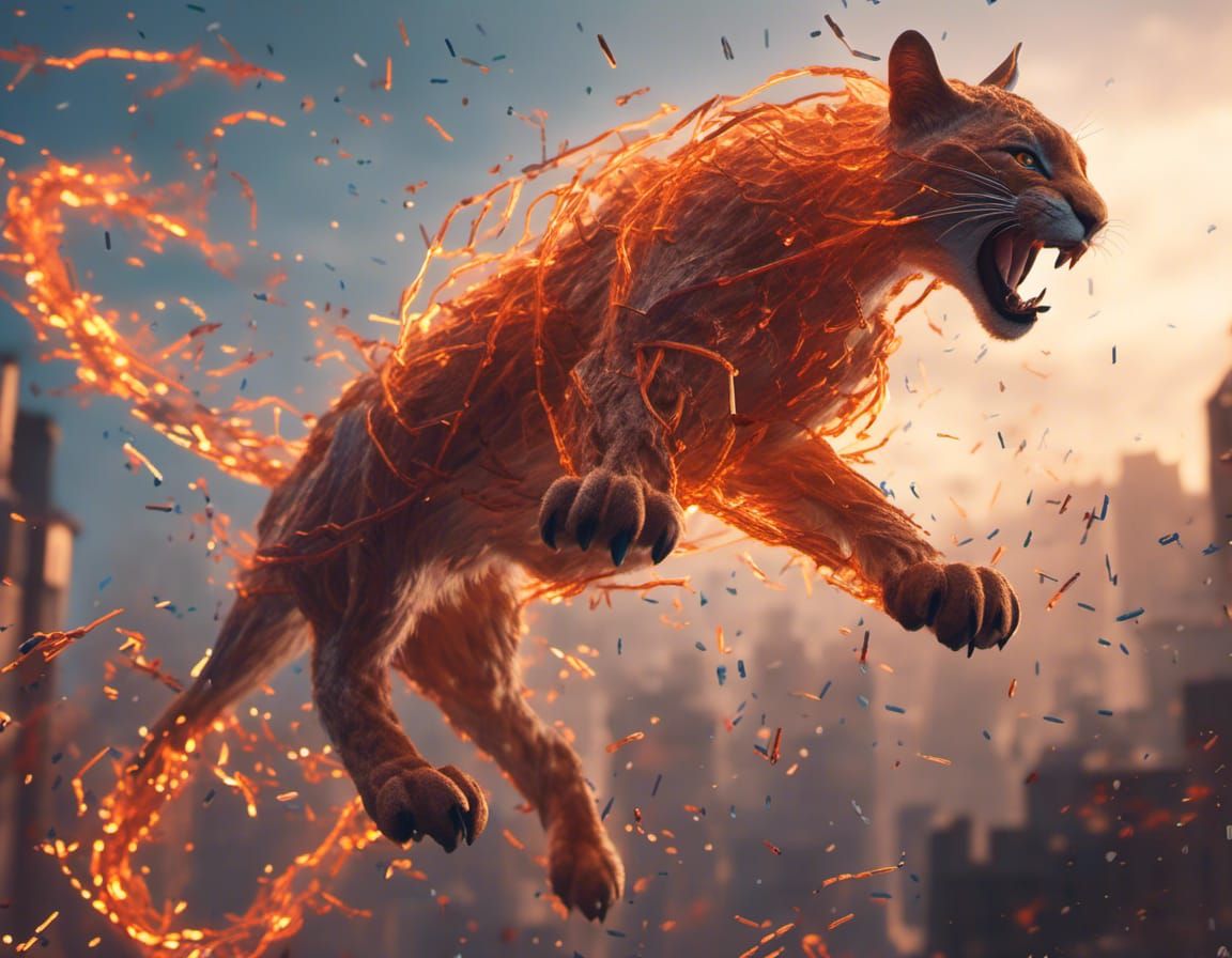 DNA Puma Portrait in Hyperdetailed Style