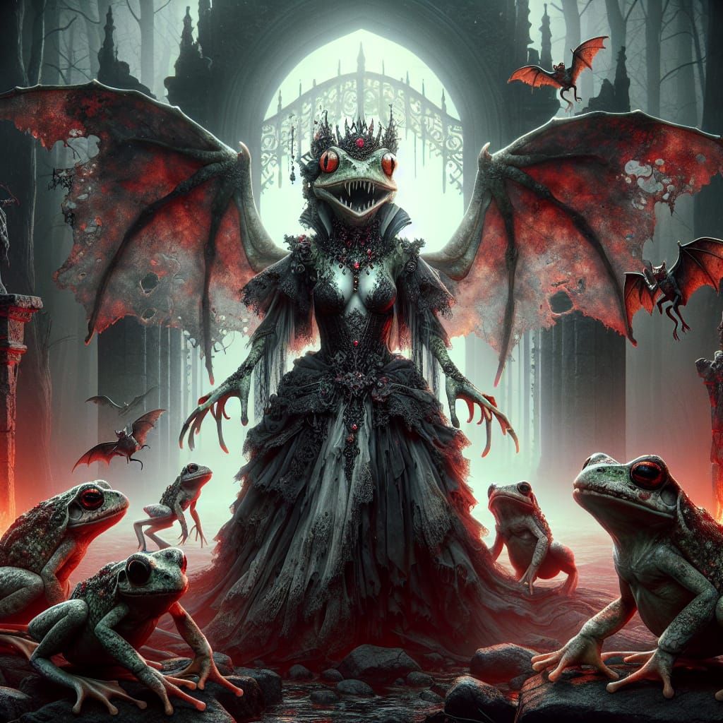 Frog Vampire Princess in Dark Fantasy Forest