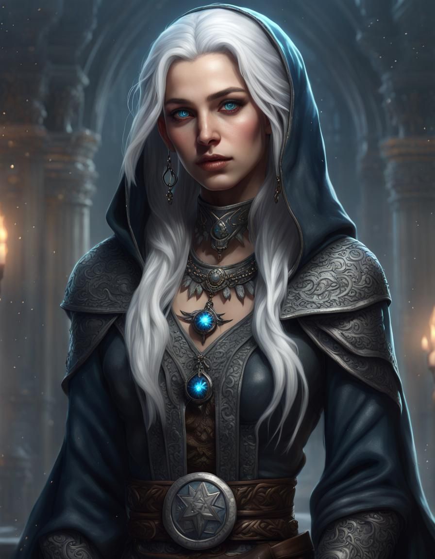 Kalashtar Cleric Portrait in Detailed Matte Painting Style