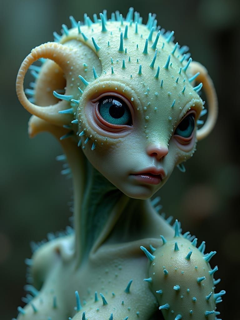 Alien Portrait with Fungi Growing From Head