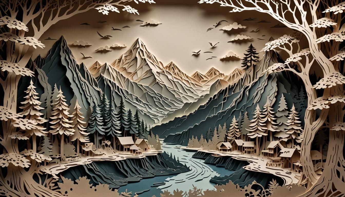 Kirigami Paper-Cut Landscapes and Natural Phenomena