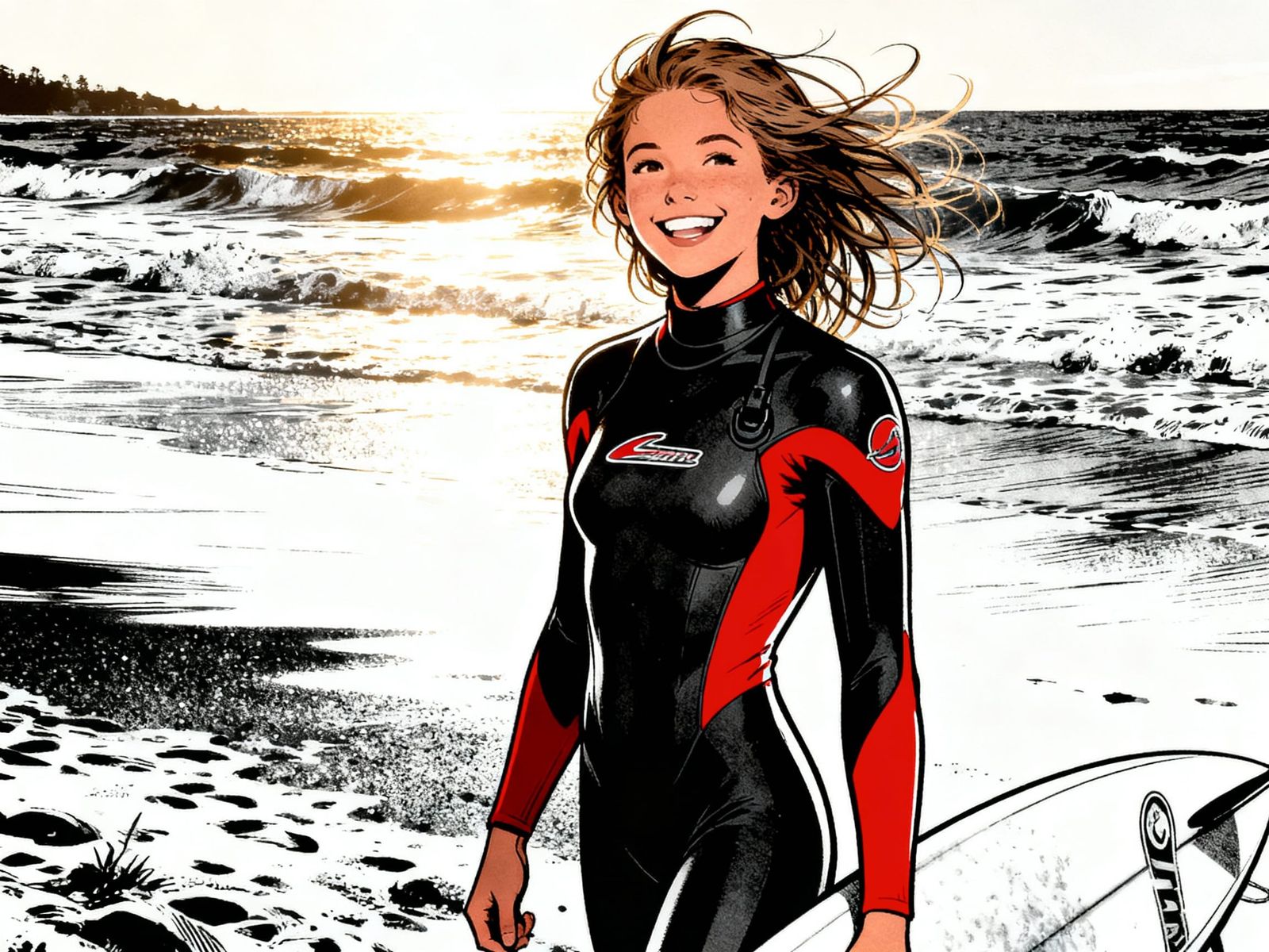 Surfer Girl Relaxing After Competition