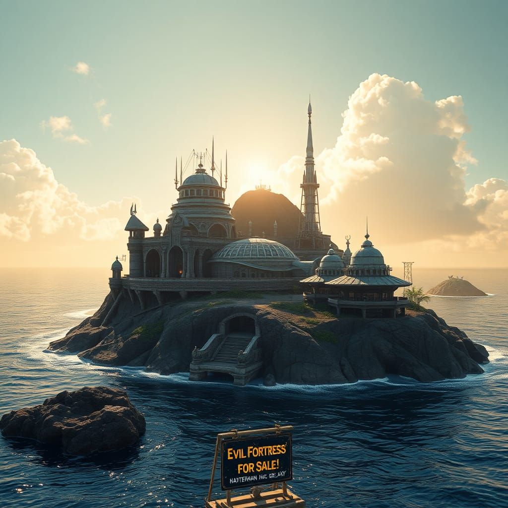 Volcanic Island Lair with Laser in Ultra-Fine Detail