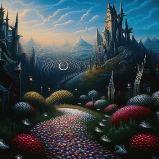 Moonlit Sunflowers: Mixed Media Digital Art