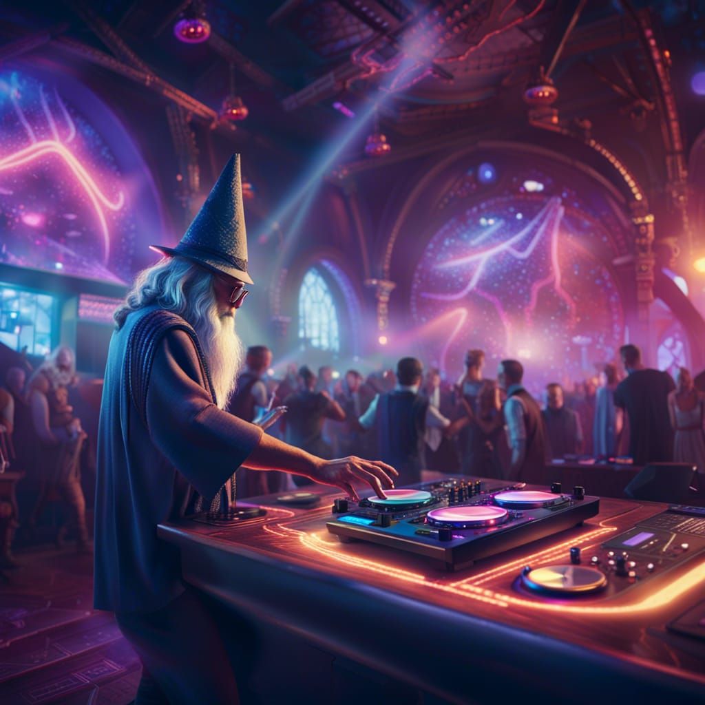 Wizard DJ in Nightclub: Fantasy Concept Art