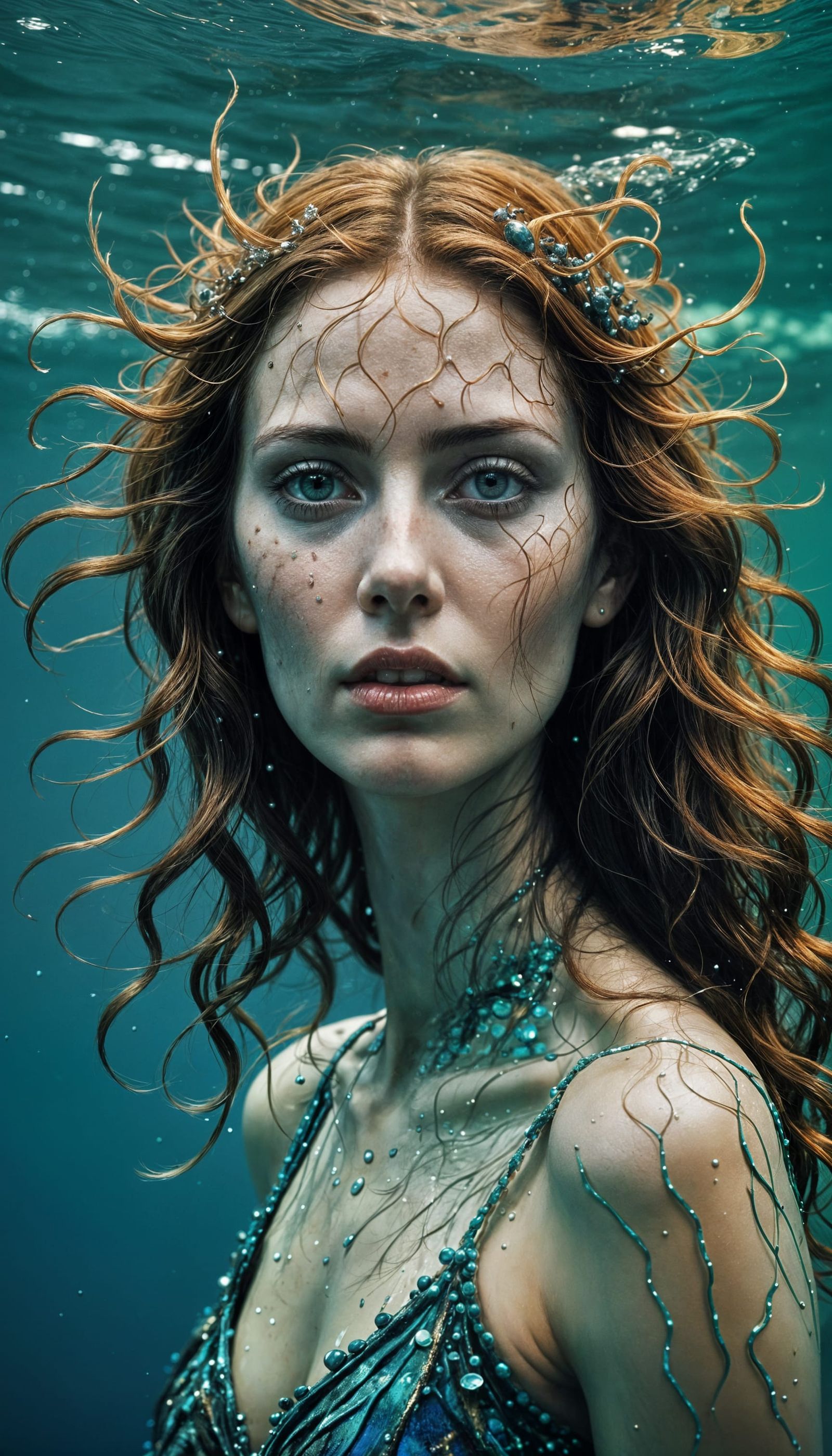 Ethereal Nymph Portrait on Water as Macro Photograph