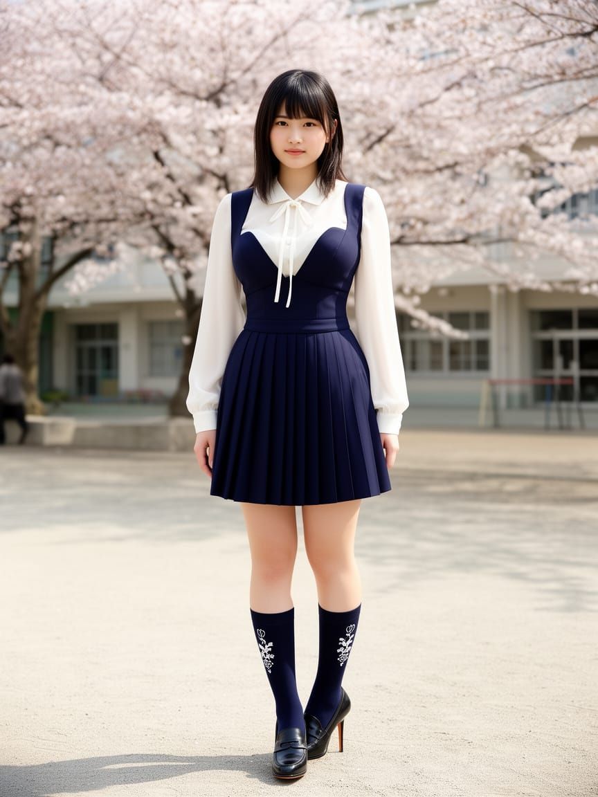 Young Woman in Stylish Japanese School Uniform and Stiletto ...