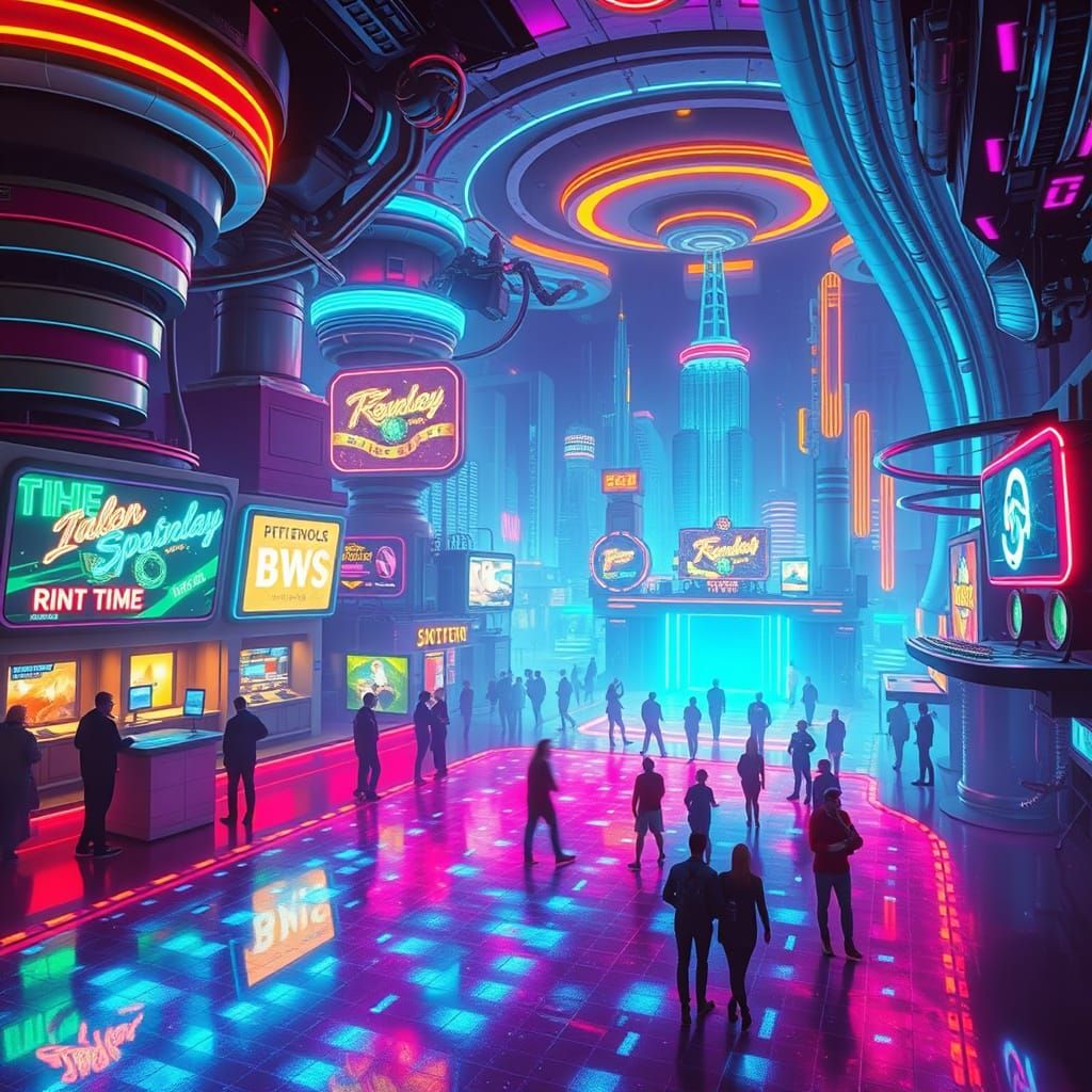 Retro-Futuristic Disco Floor in a Distant Metropolis