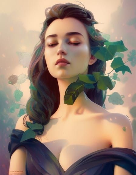 Mysterious Woman in Lush Garden: Hyperdetailed Portrait