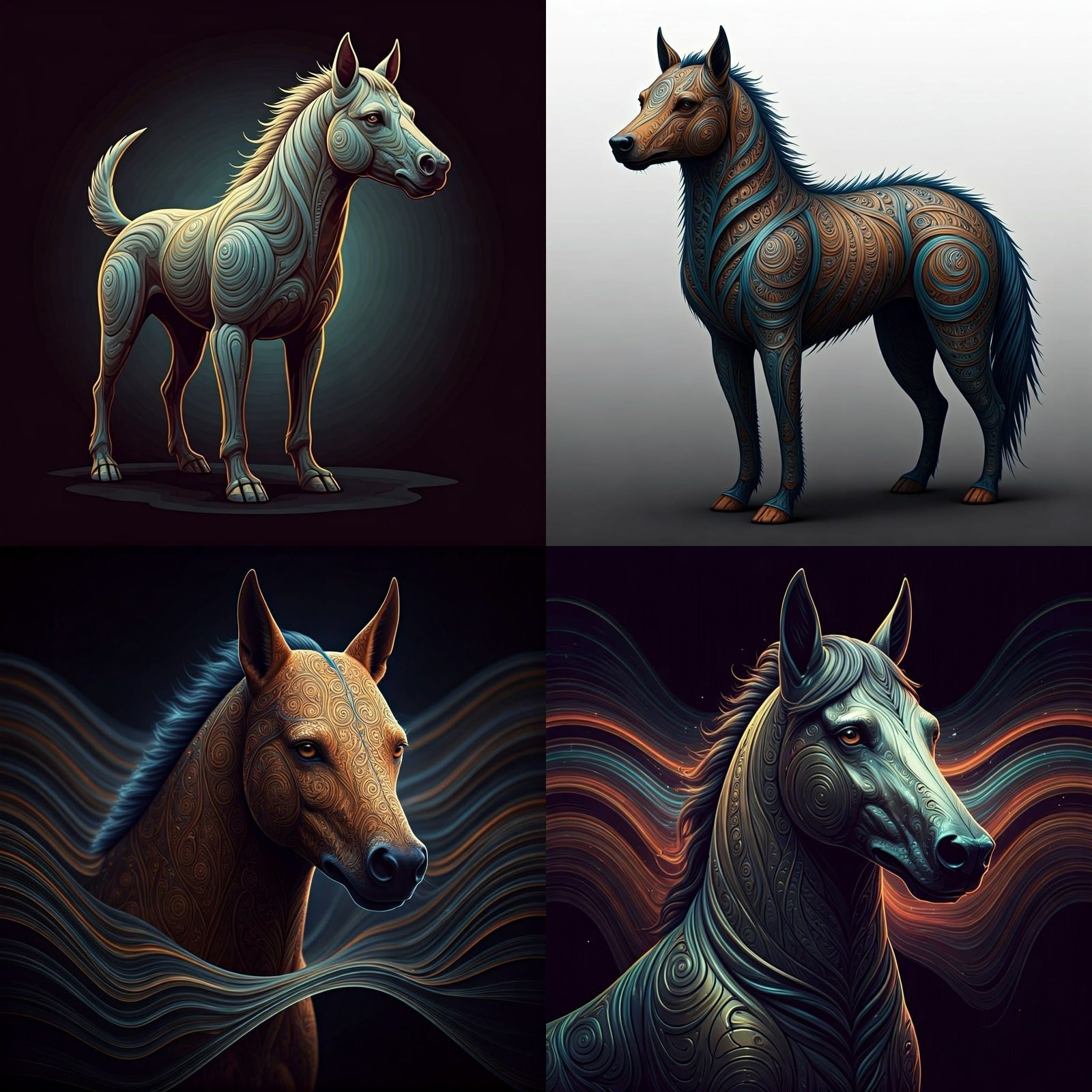 Dog with Horse Head: Abstract Vector Fractal Art