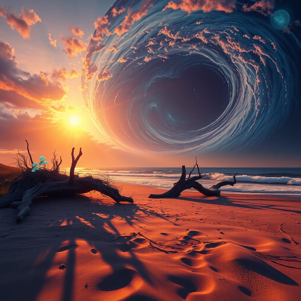 Surreal Beachscape at Dusk