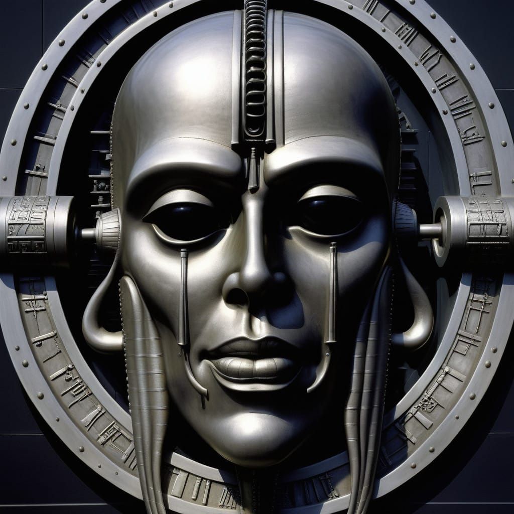 Surreal Dark Landscape Inspired by H.R. Giger's Iconic Style