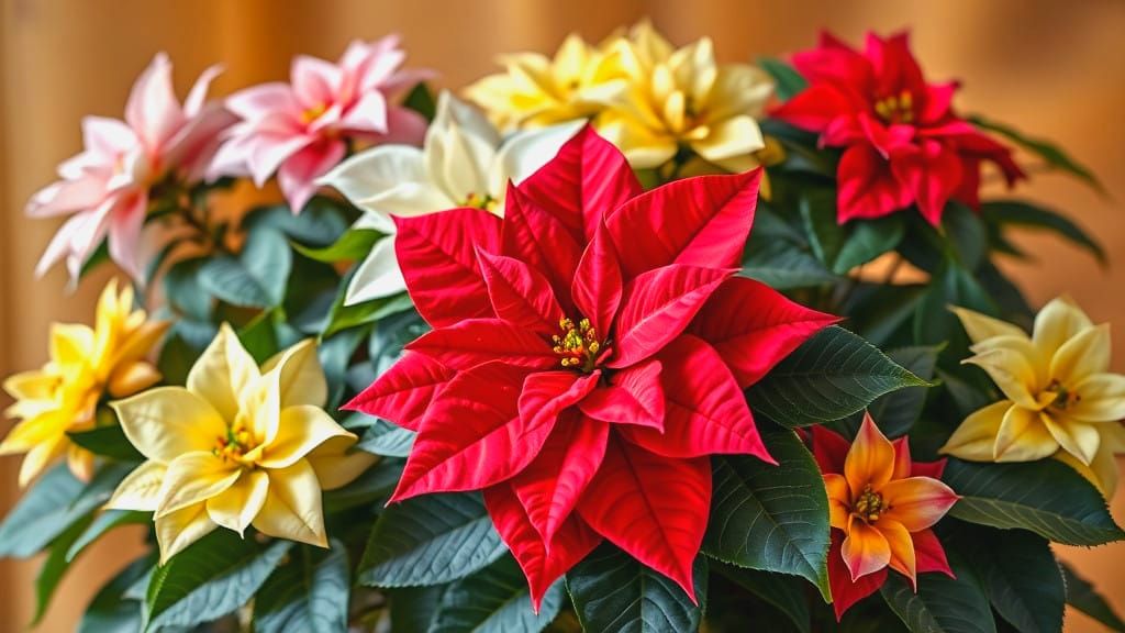 Vibrant Christmas Botanical Still Life in Alcohol Ink Style