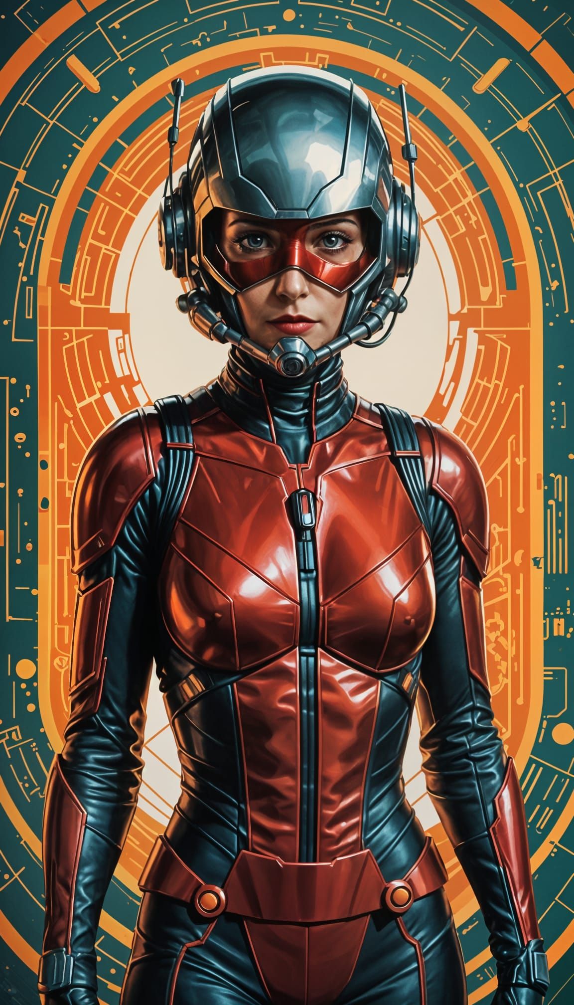 Atomic-Punk Ant-Woman in Retro-Futurist Sci-Fi Style