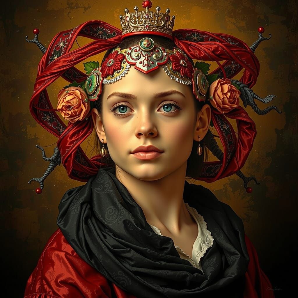 Abstract Swirling Forms in Shades of Red