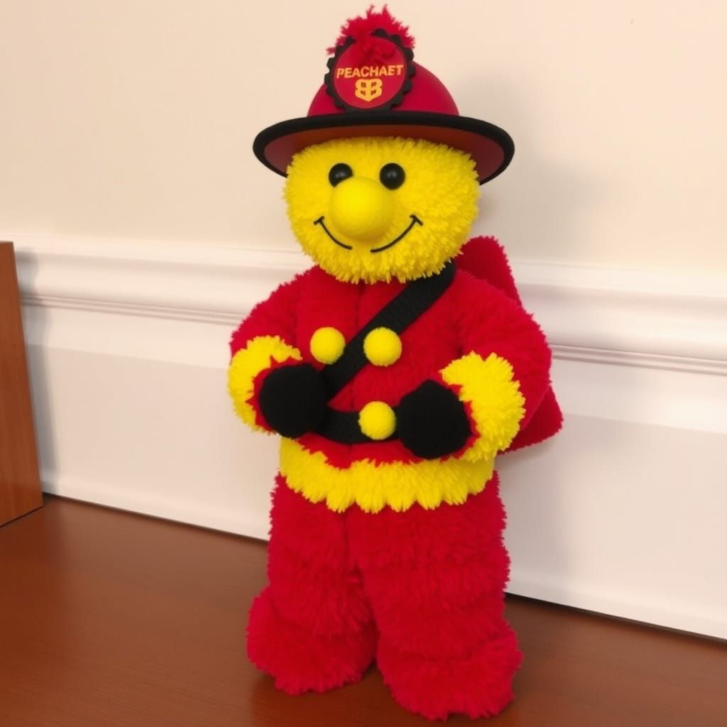Fireman made from pom poms
